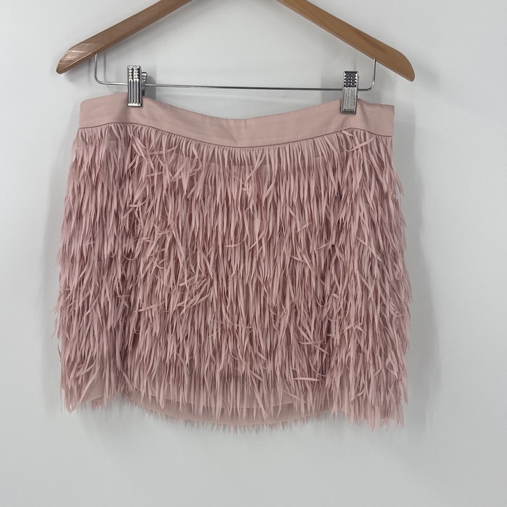 Express Pink Fringe Mini Skirt